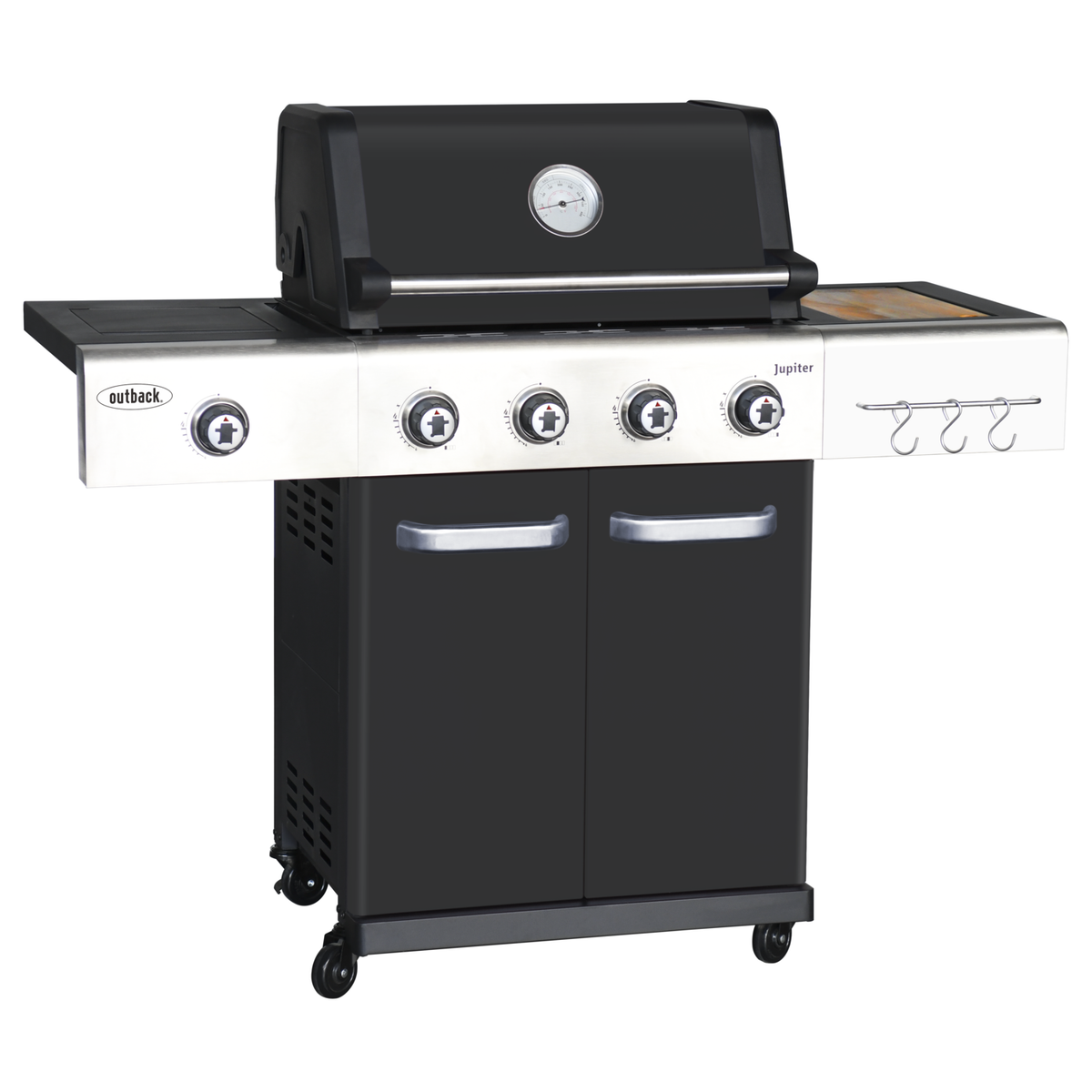 Outback Jupiter 4 Burner Hybrid with Chopping Board – Black