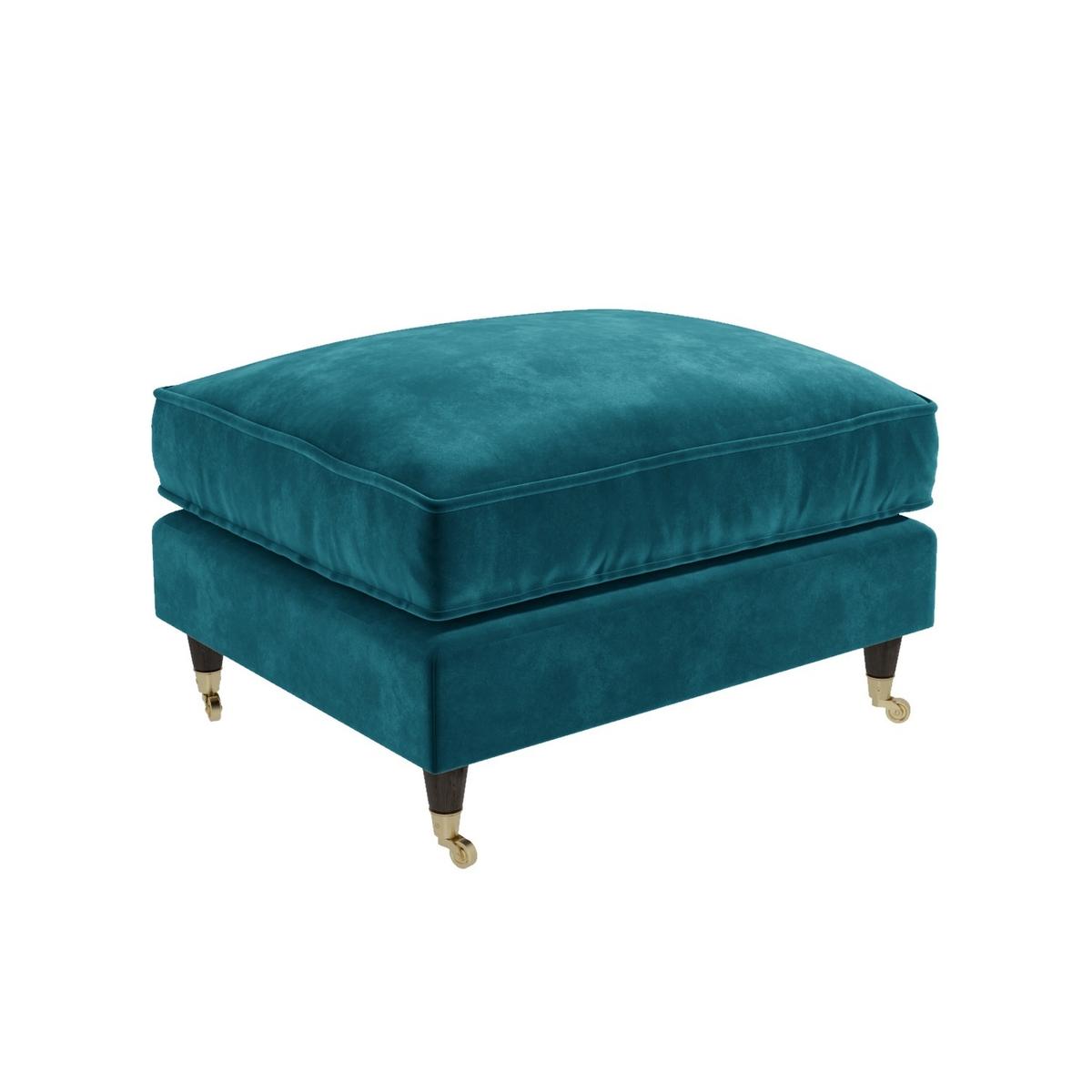 Large Teal Velvet Footstool - Payton
