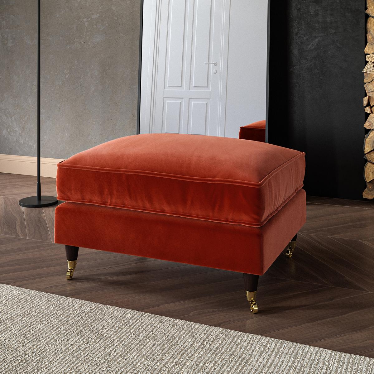 ONLY OPENED - Payton Orange Velvet Footstool