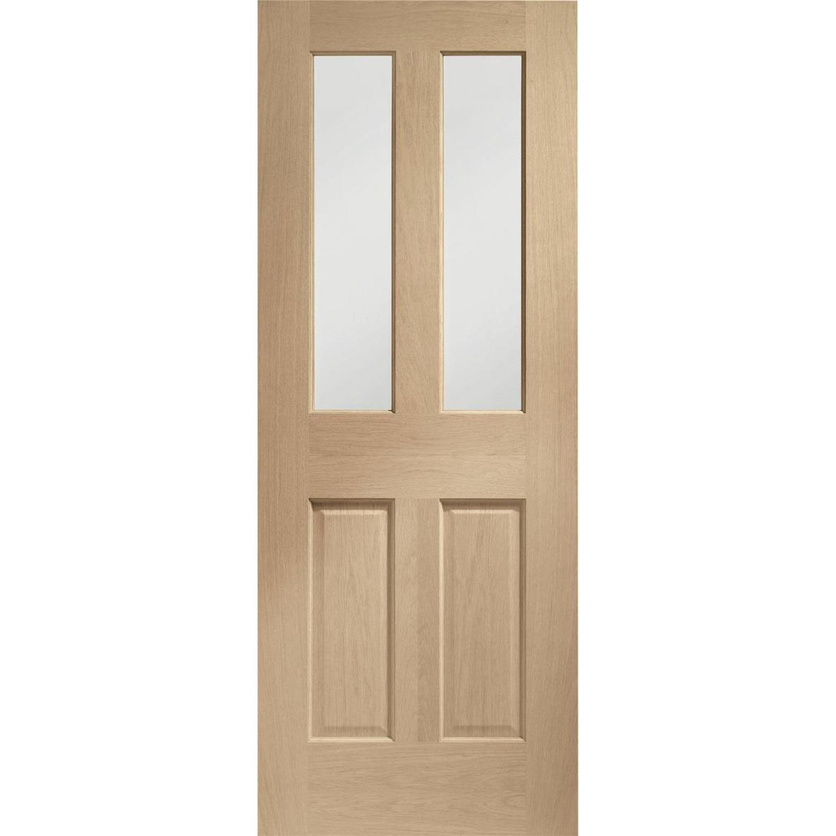 Internal Oak Malton Door with Clear Bevelled Glass - Pre-Finished - 2040 x 726 x 40mm - Victoria - XL Joinery