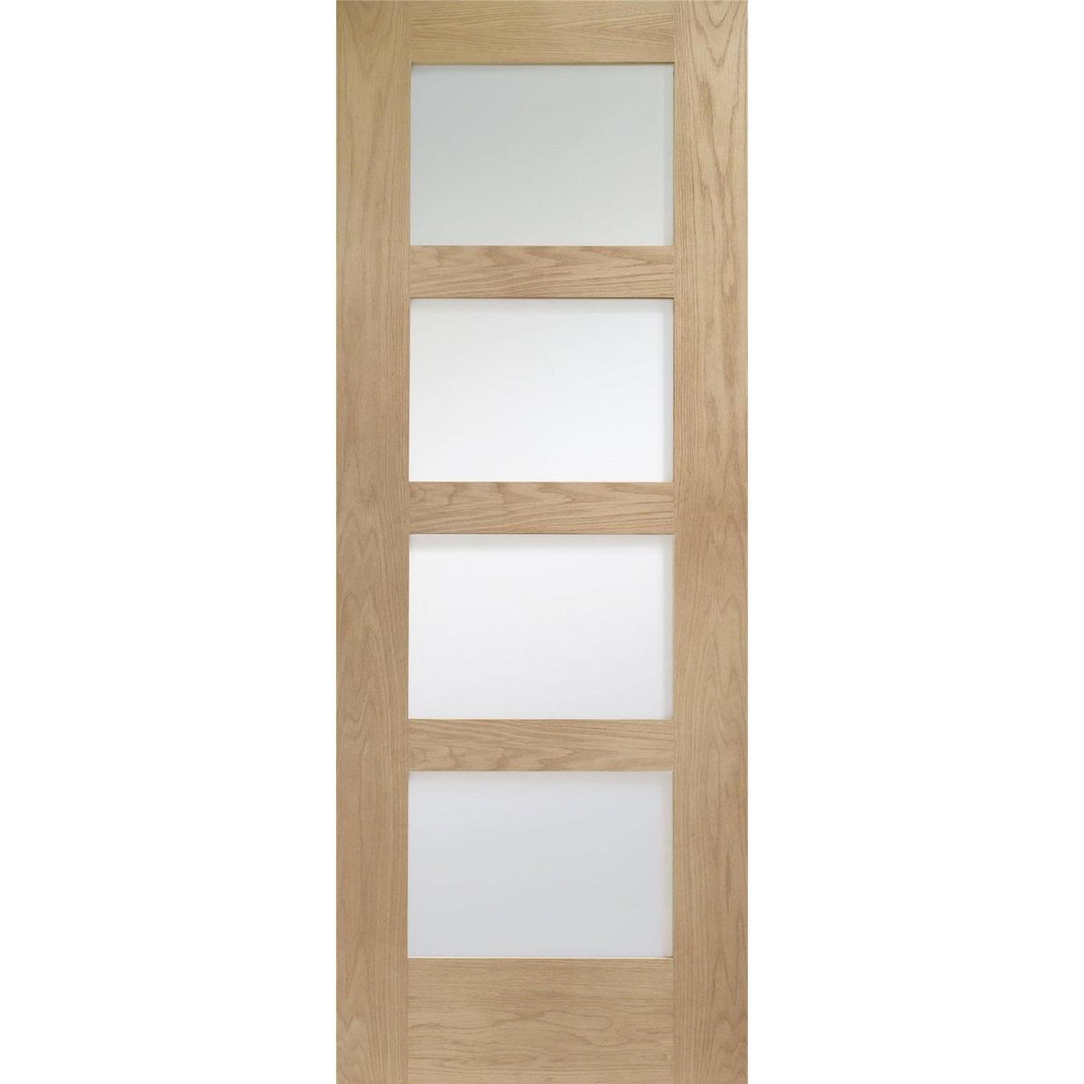 Internal Oak 4-Panel Shaker Door with Clear Glass - Pre-Finished - 1981 x 838 x 35mm - 4 Light - XL Joinery