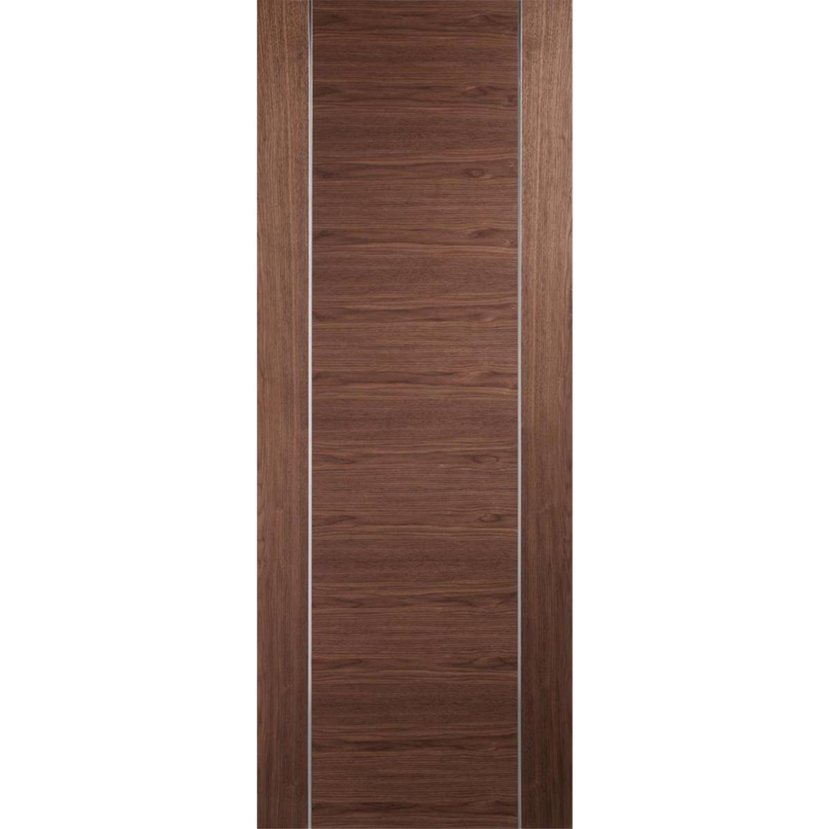 Internal Walnut Door with Aluminium Detail - Pre-Finished - 1981 x 838 x 35mm - Forli - XL Joinery