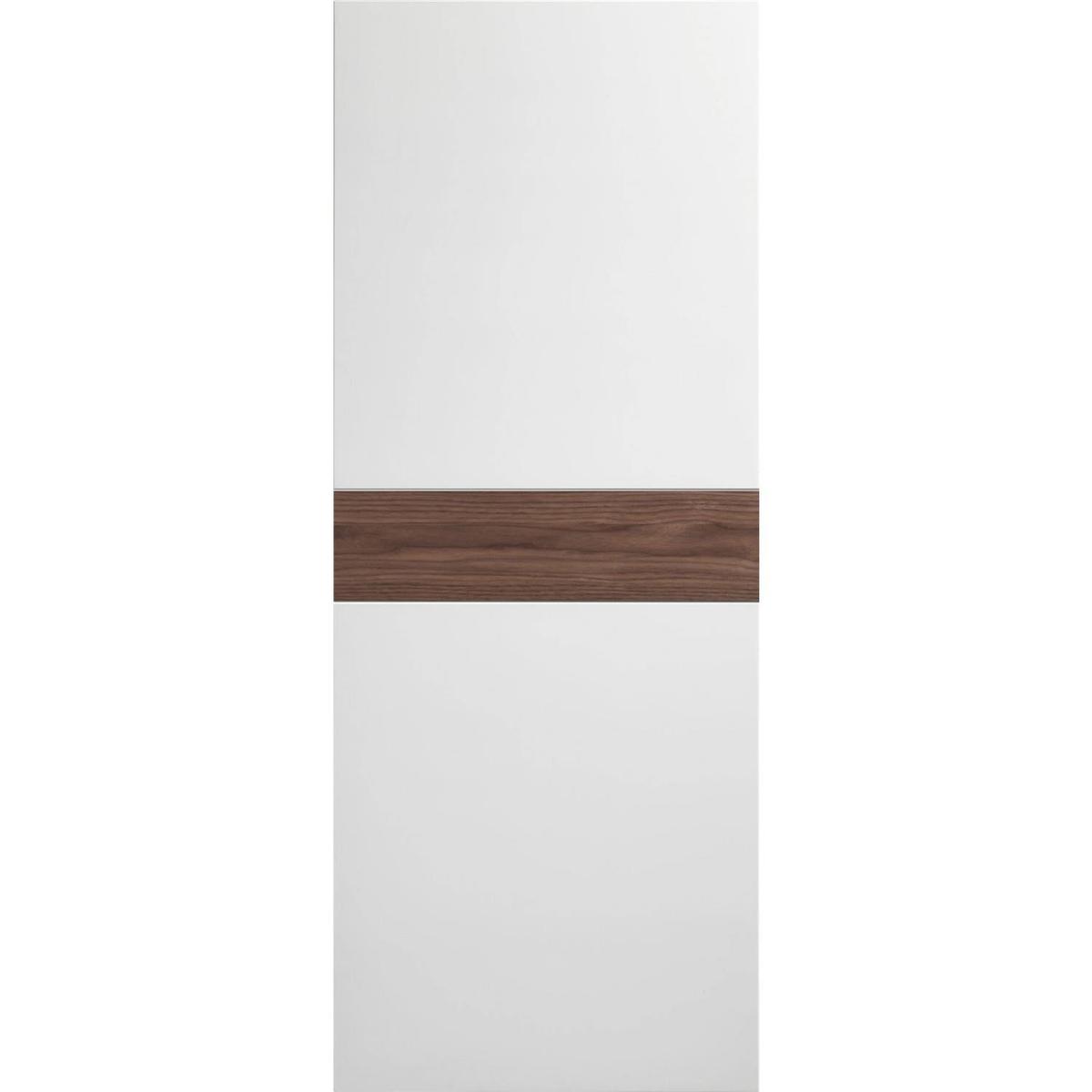 Internal White Painted Door with Walnut Veneer Inlay - Pre-Finished - 1981 x 762 x 35mm - Asti - XL Joinery
