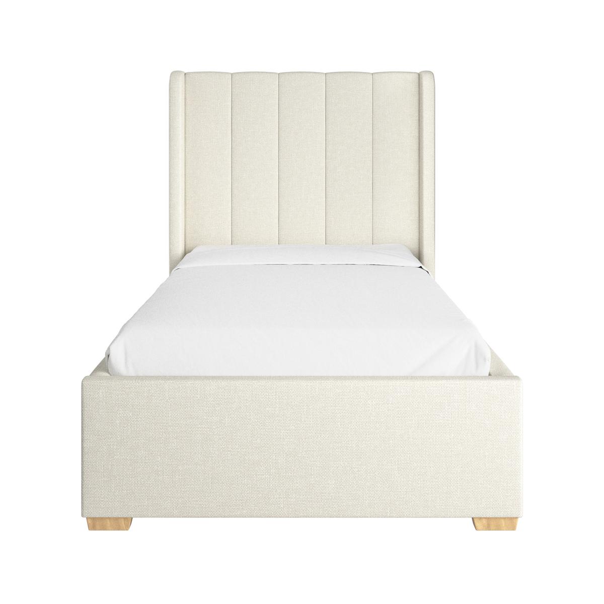 Cream Upholstered Single Bed Frame with Storage Drawer - Phoebe