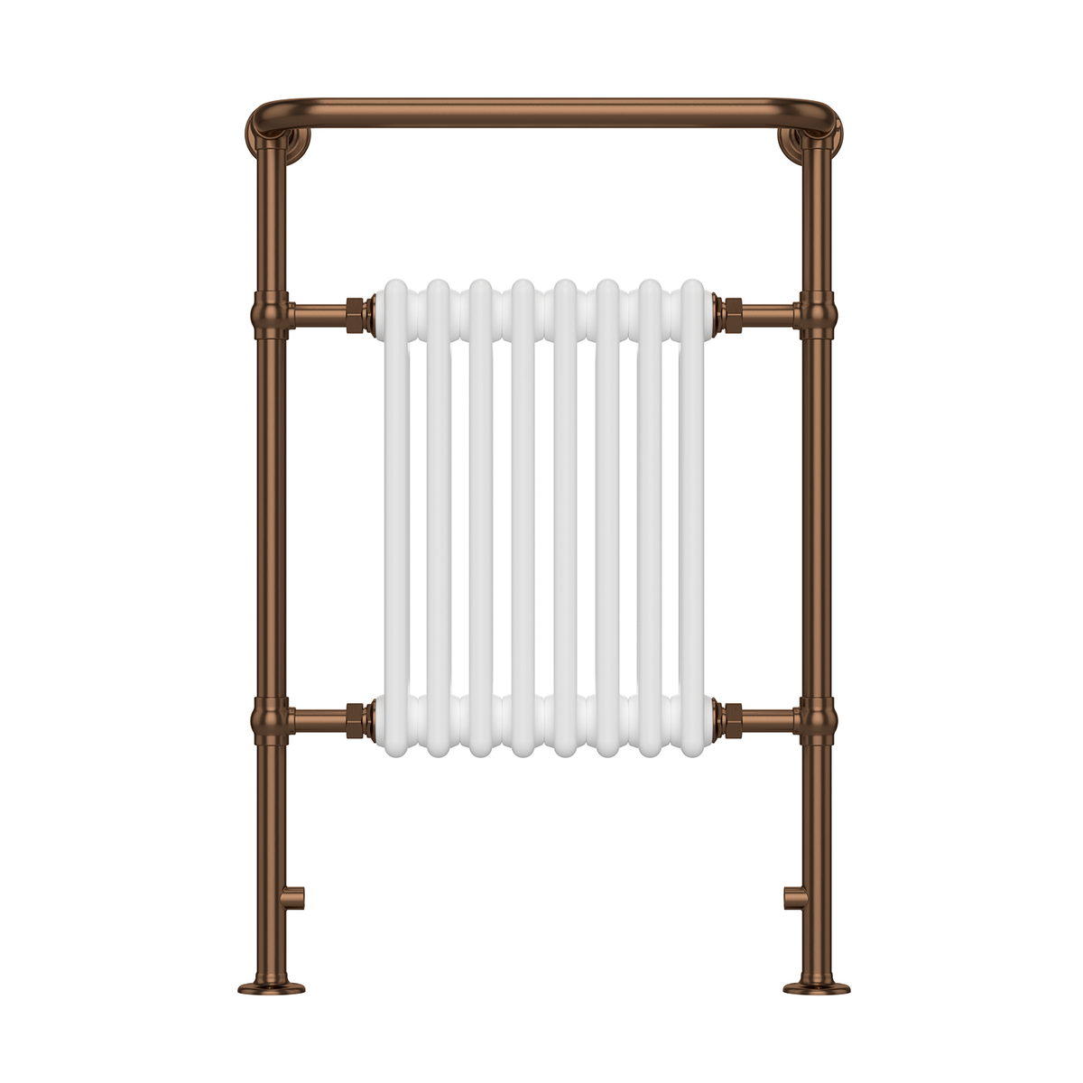 White and Bronze Traditional Column Radiator with Towel Rail 952 x 659mm - Regent