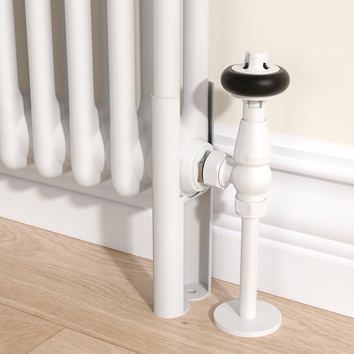 Reggio White Two Column Traditional Radiator Feet