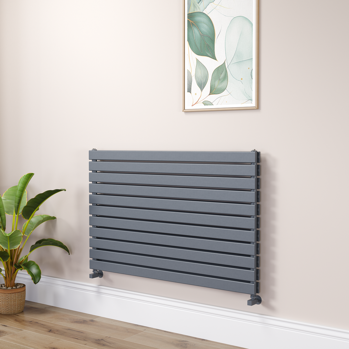 Riace Linea Anthracite Flat Designer Radiator 770x1200mm Double Panel 5358 BTU - Horizontal Bars