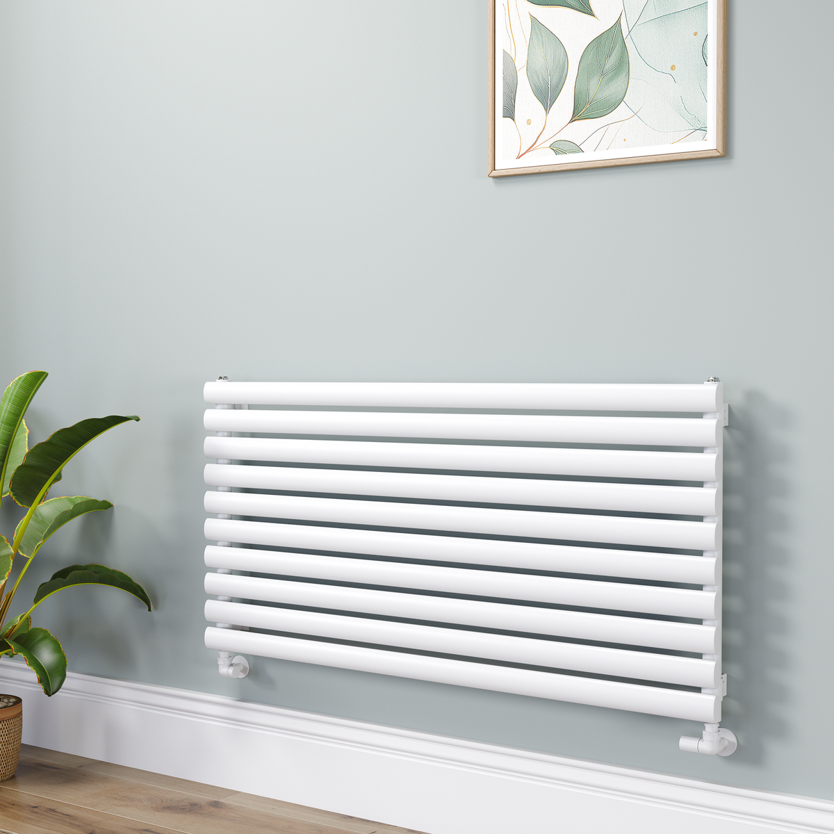GRADE A3 - Sorrento Linea White Oval Designer Radiator 590x1200mm Single Panel 2863 BTU - Horizontal Bars