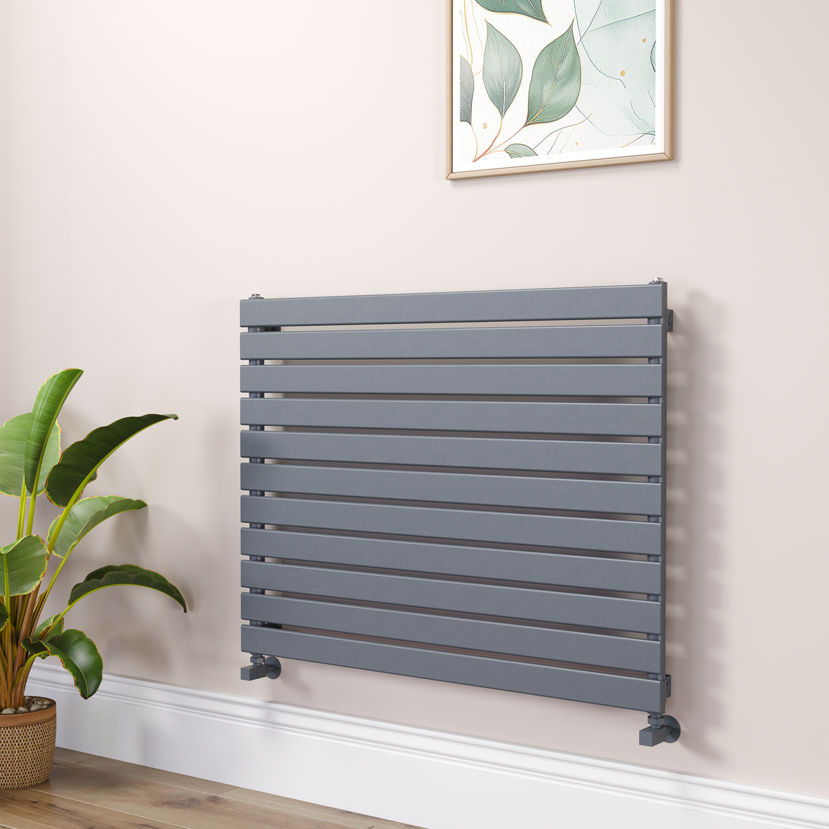 Riace Linea Anthracite Flat Designer Radiator 770x1000mm Single Panel 2973 BTU - Horizontal Bars
