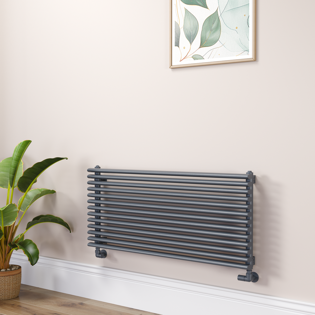 Ventura Linea Anthracite Oval Unique Designer Radiator 455x1000mm Single Panel 2249 BTU - Horizontal Bars