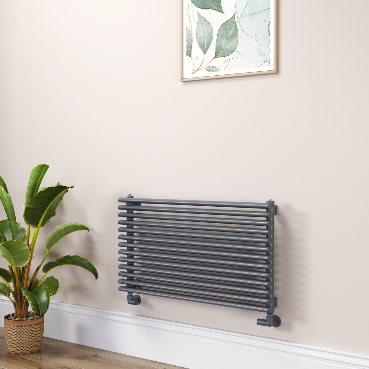 Ventura Linea Anthracite Oval Unique Designer Radiator 455x800mm Single Panel 1887 BTU - Horizontal Bars