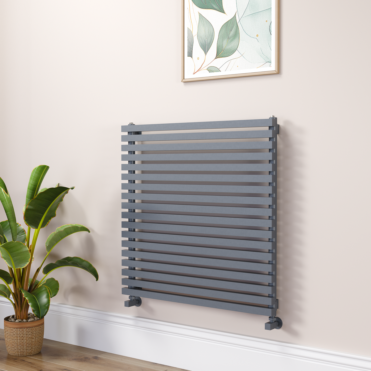 Ravello Linea Anthracite Square Designer Radiator 810x800mm Single Panel 3150 BTU - Horizontal Bars