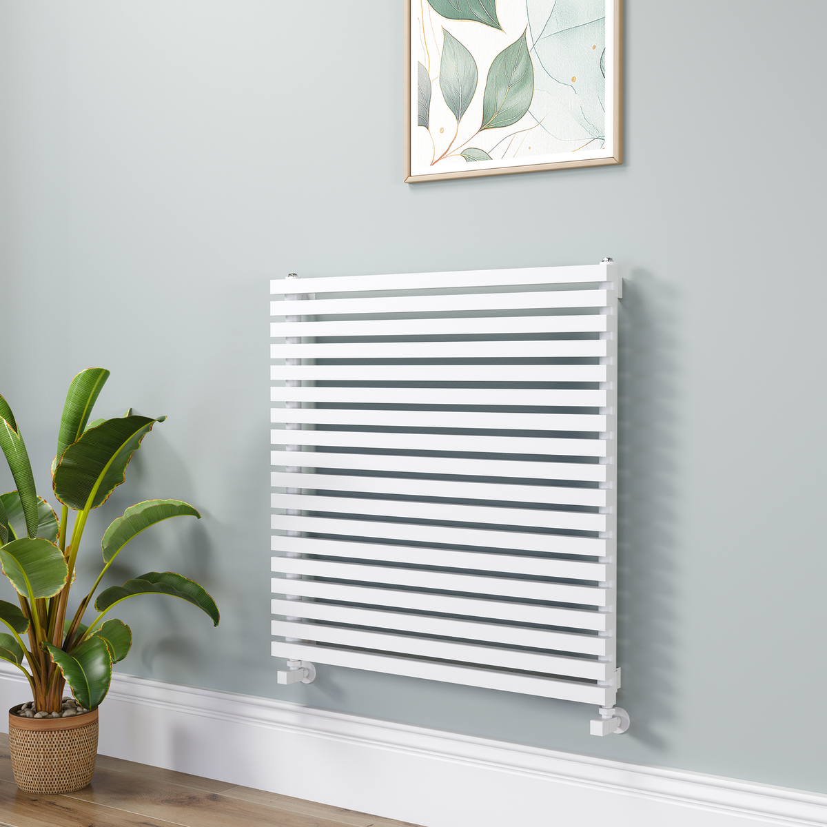 Ravello Linea White Square Designer Radiator 810x800mm Single Panel 3150 BTU - Horizontal Bars