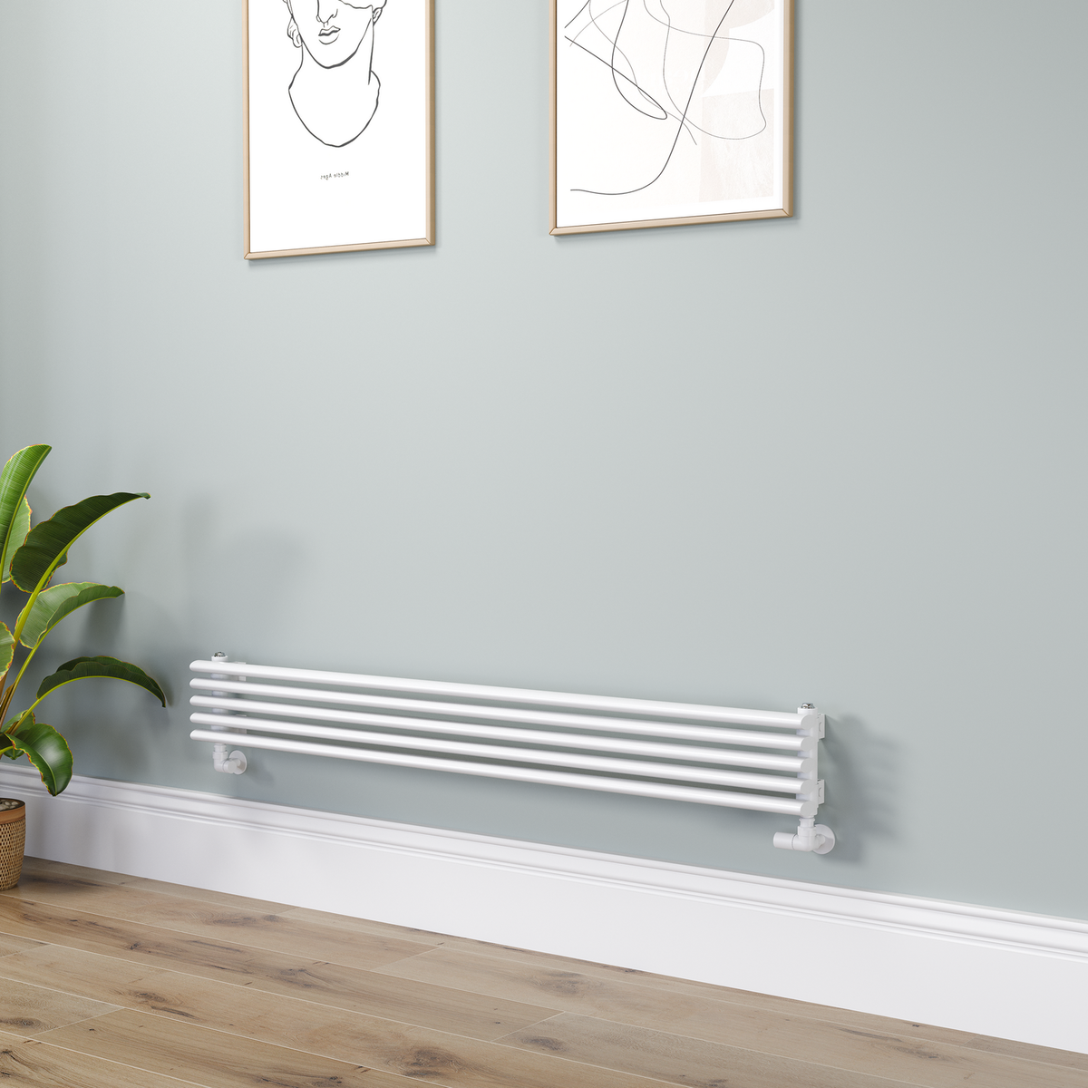 Ventura Linea White Oval Unique Designer Radiator 175x1400mm Single Panel 1348 BTU - Horizontal Bars