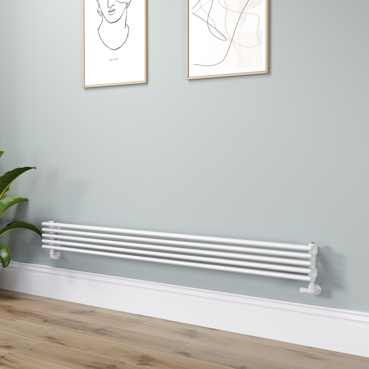 Ventura Linea White Oval Unique Designer Radiator 175x1800mm Single Panel 1754 BTU - Horizontal Bars