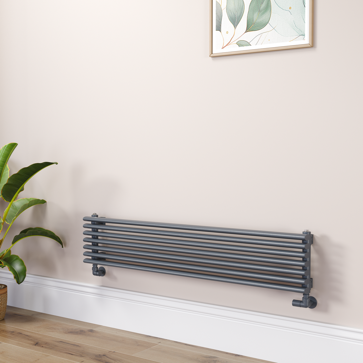 Ventura Linea Anthracite Oval Unique Designer Radiator 245x1200mm Single Panel 1553 BTU - Horizontal Bars