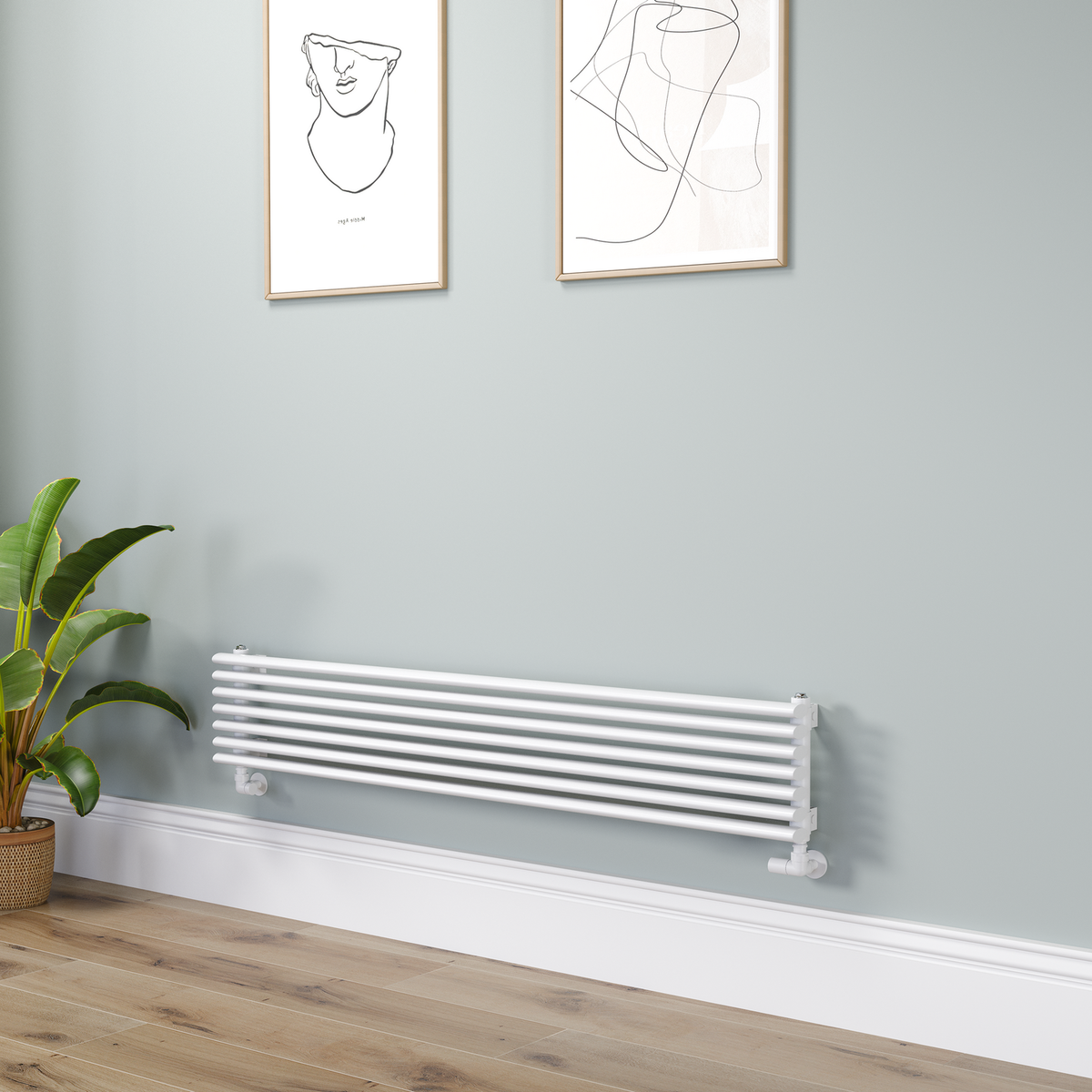Ventura Linea White Oval Unique Designer Radiator 245x1400mm Single Panel 1860 BTU - Horizontal Bars