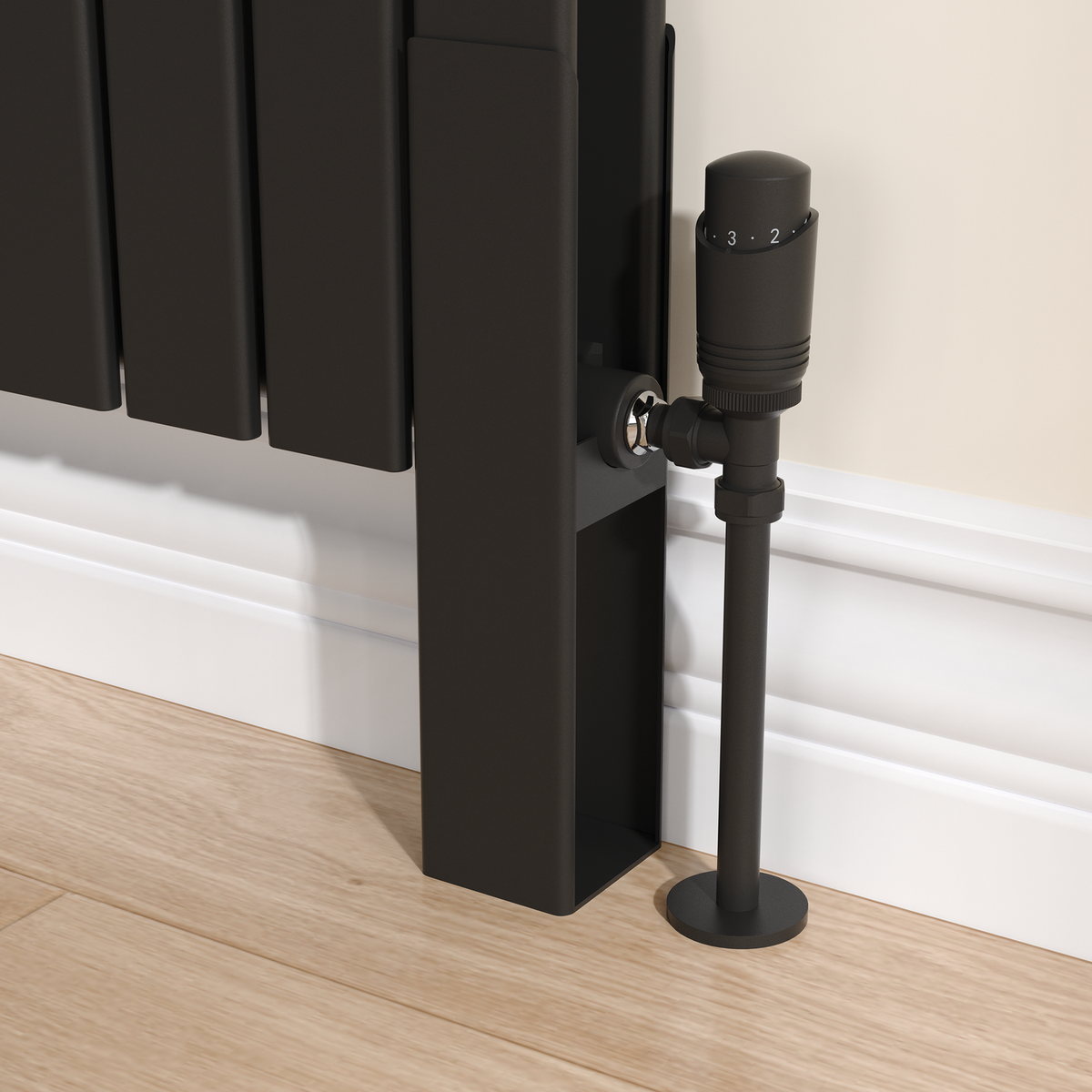 Riace Black Designer Radiator Feet -Suitable for Flat Double Panel Radiator
