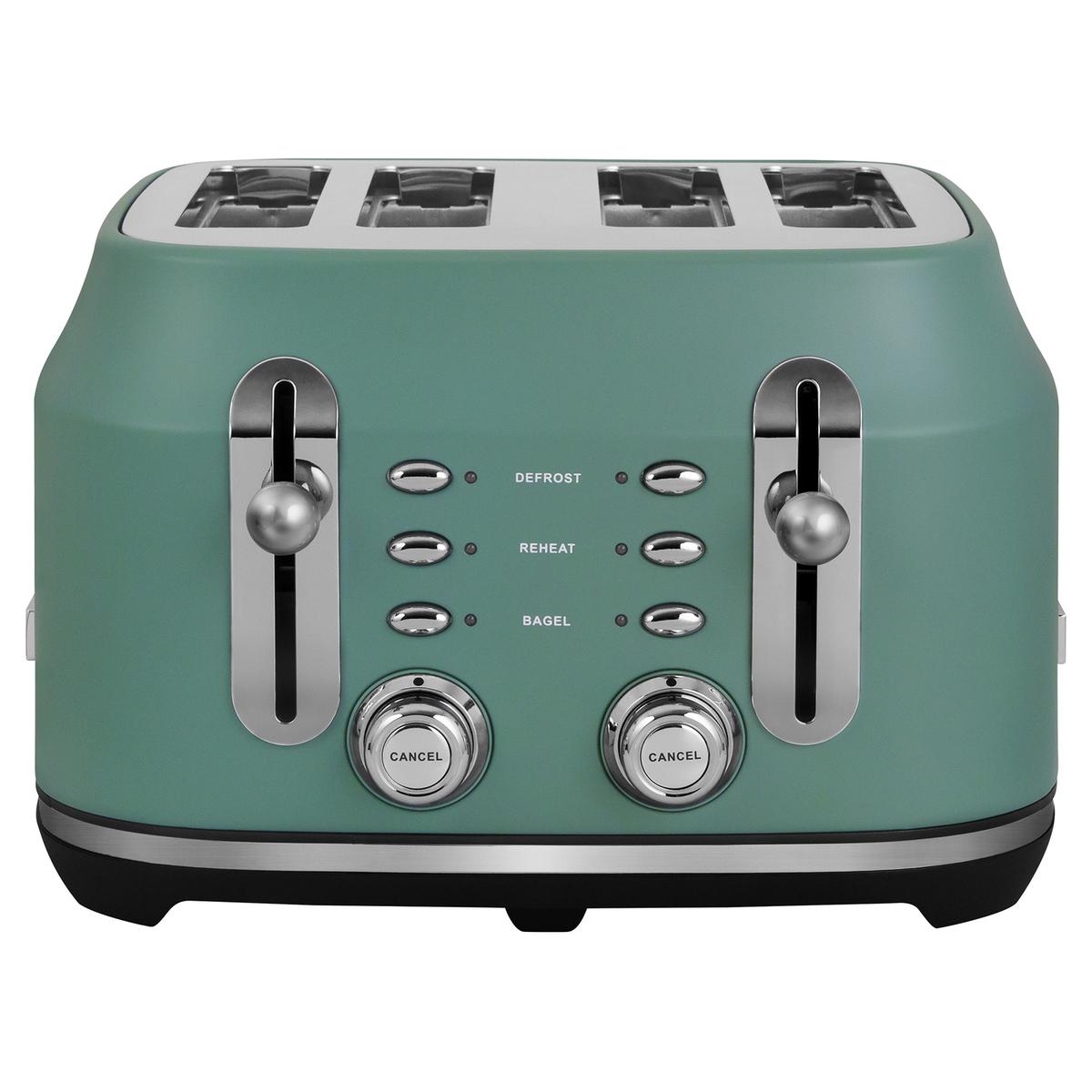 Rangemaster RMCL4S304MG Classic 4-Slice Toaster – Stylish Matt Mineral Green Fast Toasting
