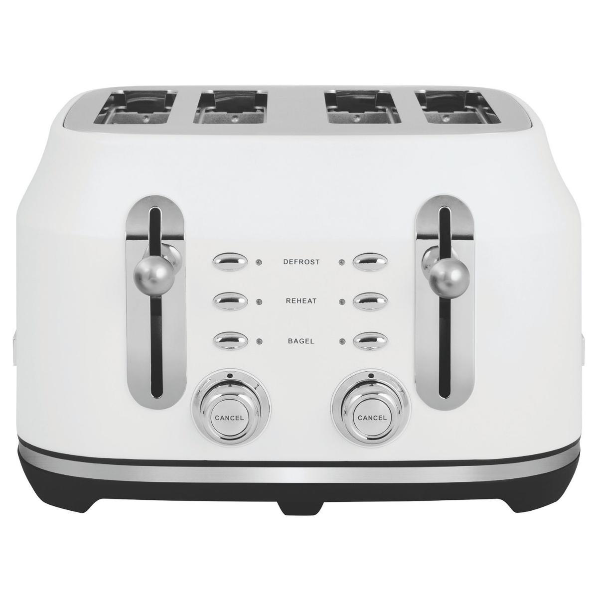 Rangemaster Classic 4-Slice Traditional Toaster – Matte White Long Slot Design