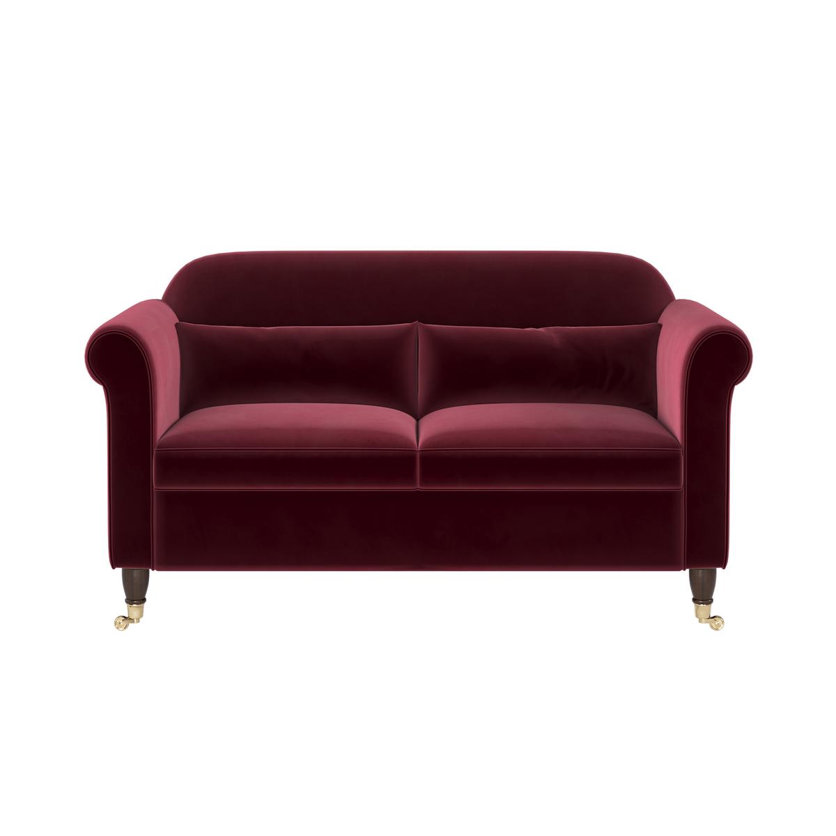 Burgundy Velvet 2 Seater Traditional Sofa - Ramona