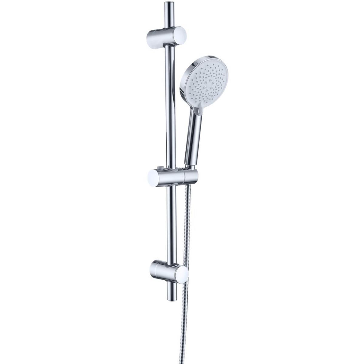 Chrome 3 Function Round Shower Head & Shower Riser Rail