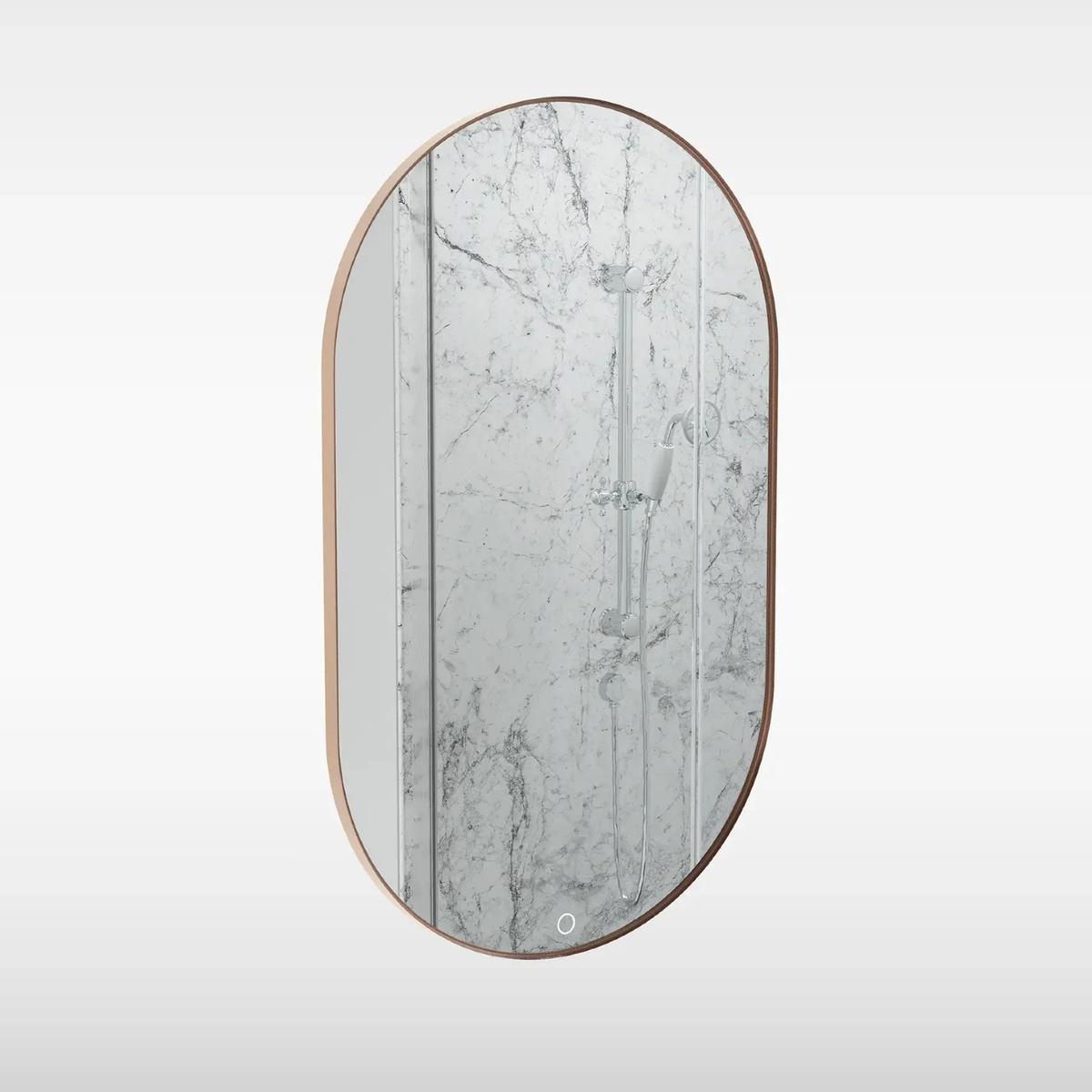 Sensio Nebula Oval Bronze Heated Bathroom Mirror with Lights 500 x 800mm