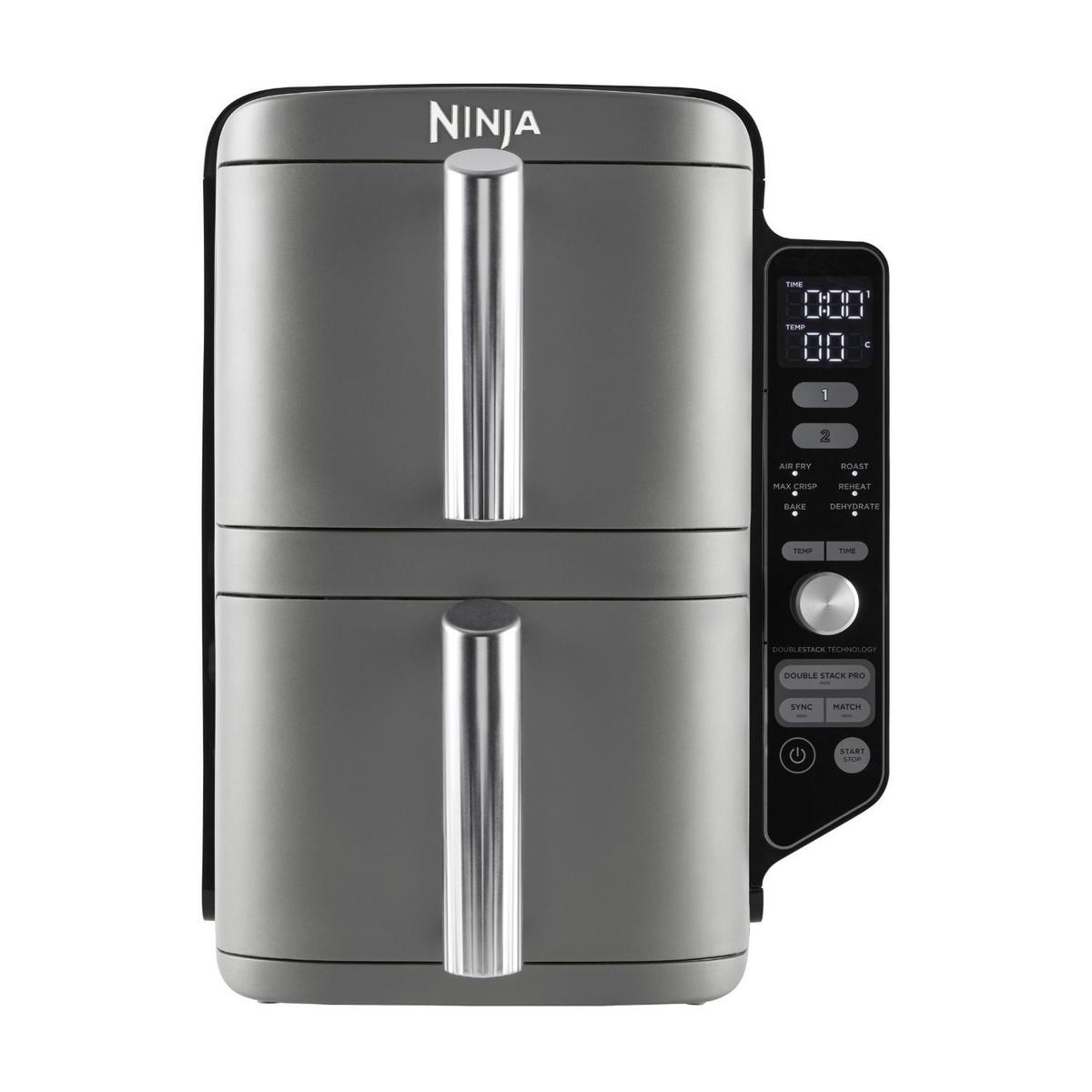 Ninja SL400UK Double Stack XL 9.5L 6-in-1 Dual Air Fryer  Twin Baskets  Healthy Crispy Cooking  Grey