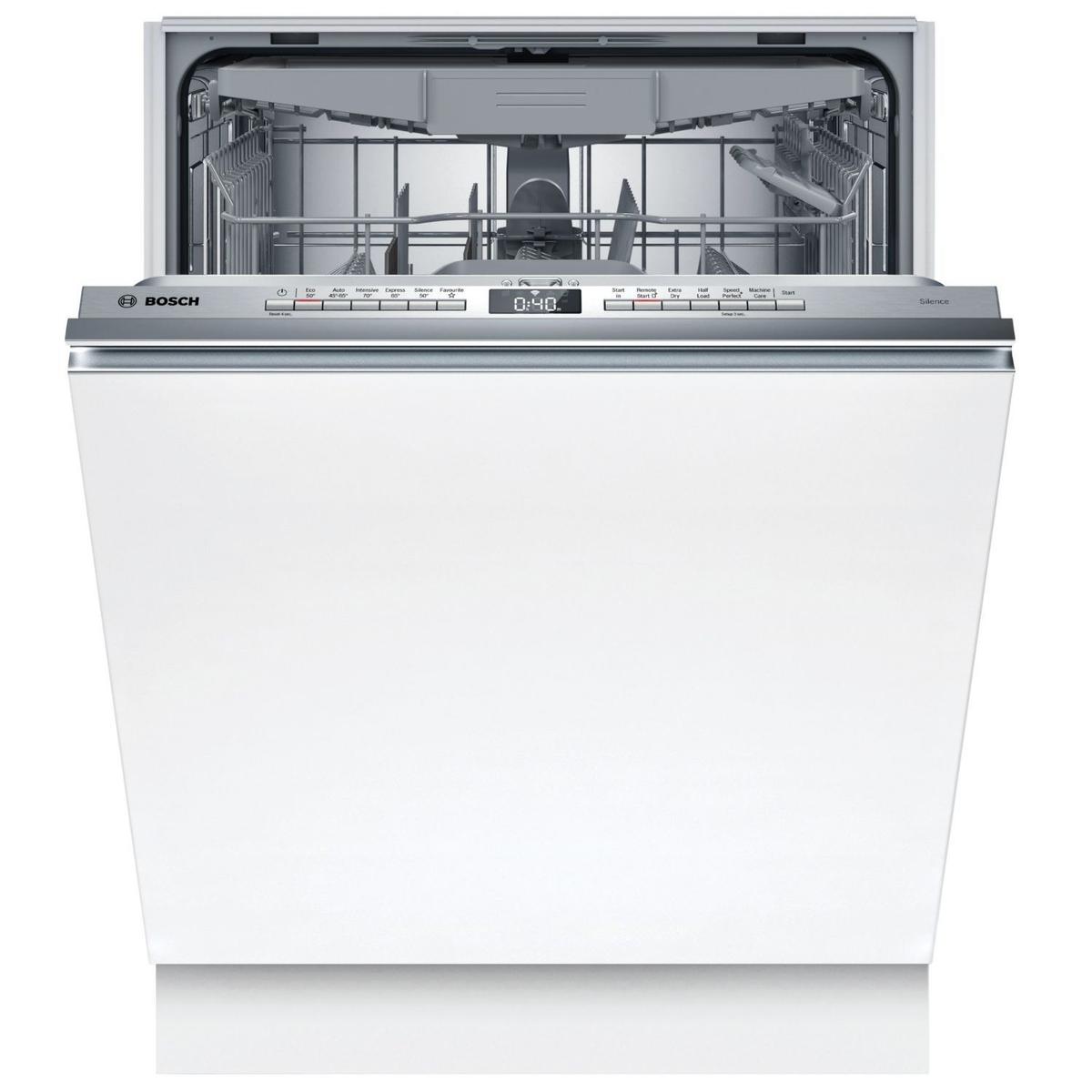 Refurbished Bosch Series 4 Integrated Dishwasher - Smart C-rated Silver control panel