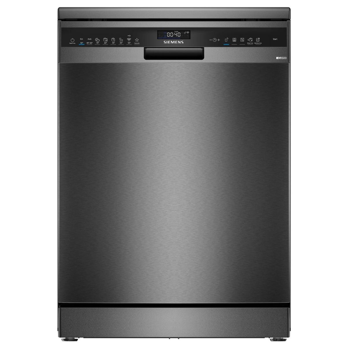 Siemens GRADE A1 - Refurbished iQ500 Free-standing dishwasher 60 cm  steel anti-fingerprint 14ps Auto open door dry brushed black A rated