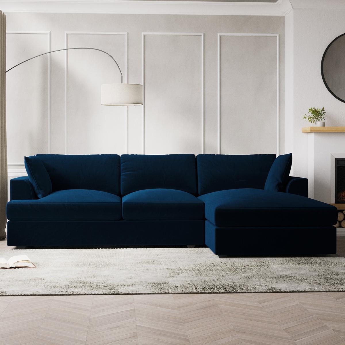 ALMOST PERFECT - August Navy Corner Chaise Right Hand Facing Sofa