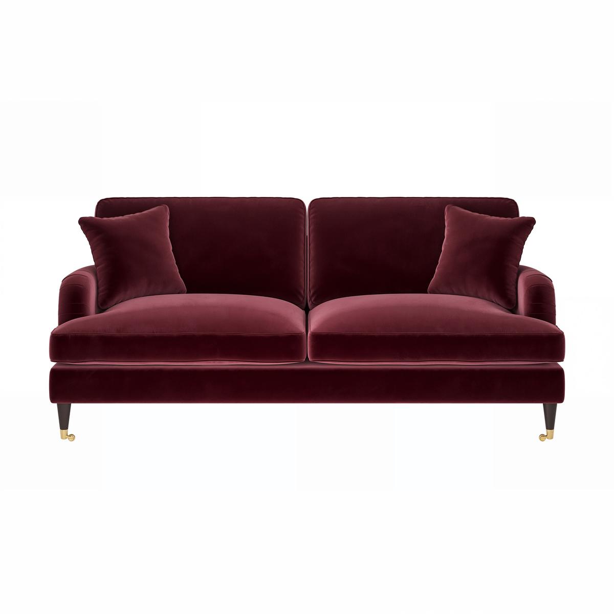 Burgundy Velvet 3 Seater Sofa - Payton