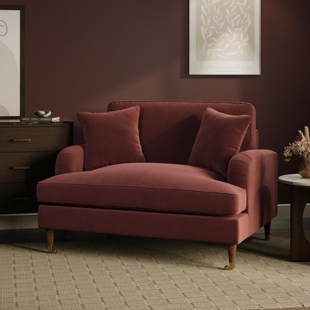 Merlot Red Chenille Love Seat – Payton