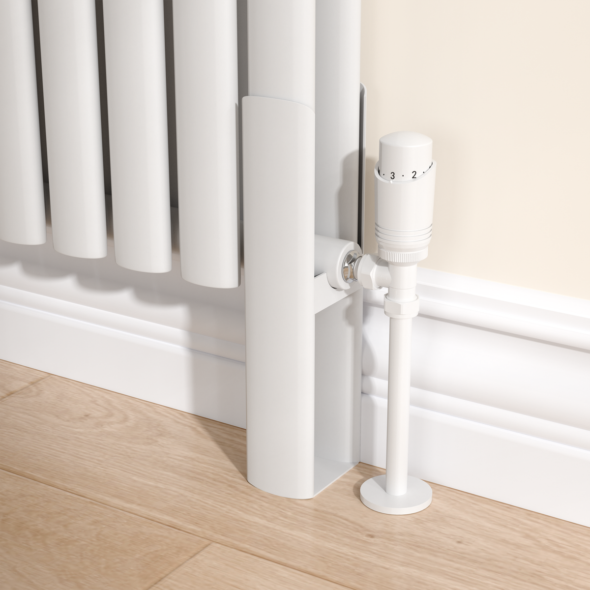 Sorrento White Designer Radiator Feet -Suitable for Oval Double Panel Radiator