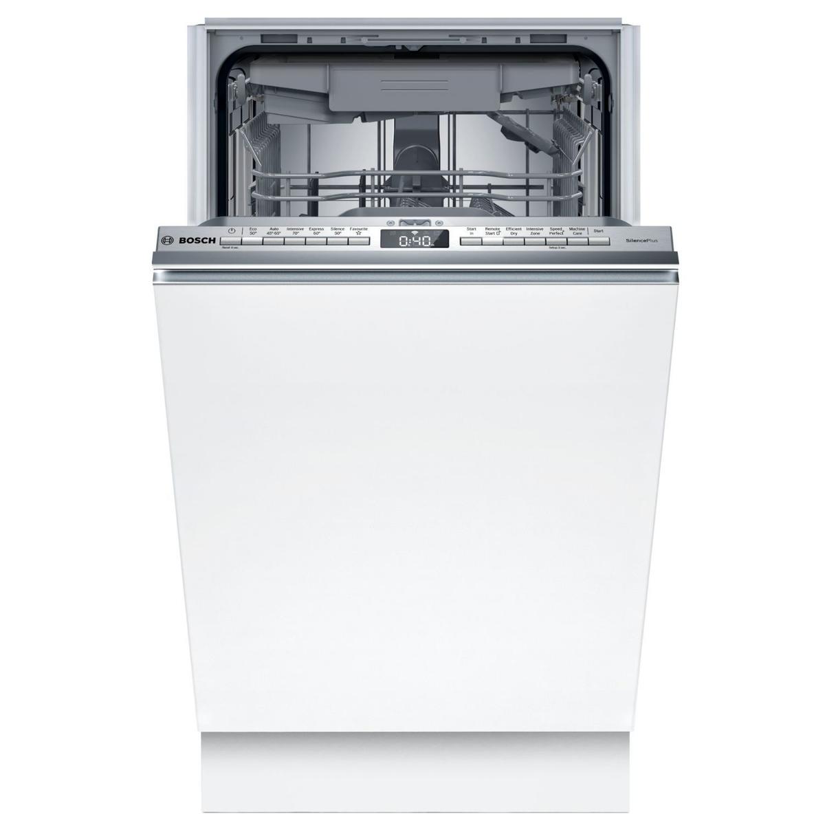 Bosch Series 4 Integrated Slimline Dishwasher - Smart B-rated Silver control panel