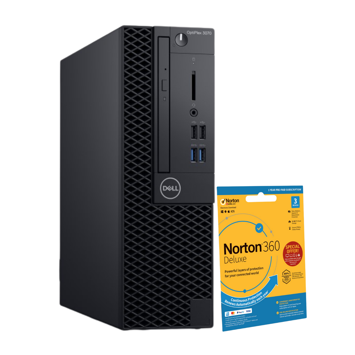 Refurbished Dell OptiPlex 3070 Intel Core i5 9th gen 16GB RAM 256GB SSD Windows 11 Pro SFF Desktop PC