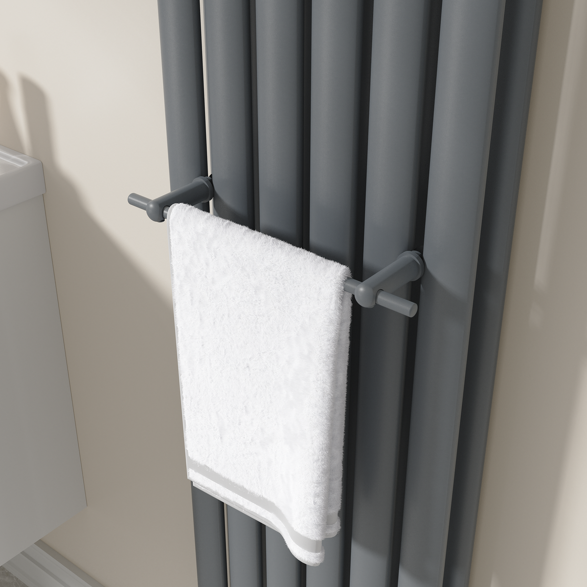 Refurbished Anthracite Designer Towel Holder for Steel & Electric Radiators - 320mm