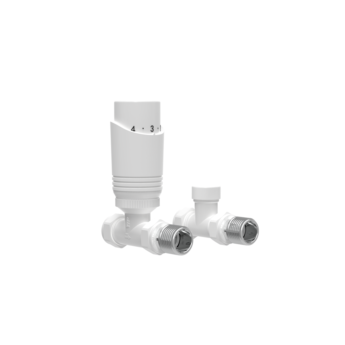 Refurbished Elego White Modern TRV Straight Thermostatic Radiator Valves With Lockshield