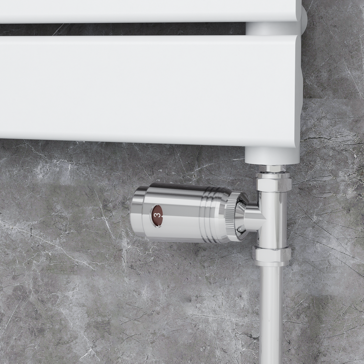 Refurbished - Elego Chrome Modern TRV Straight Thermostatic Radiator Valves With Lockshield