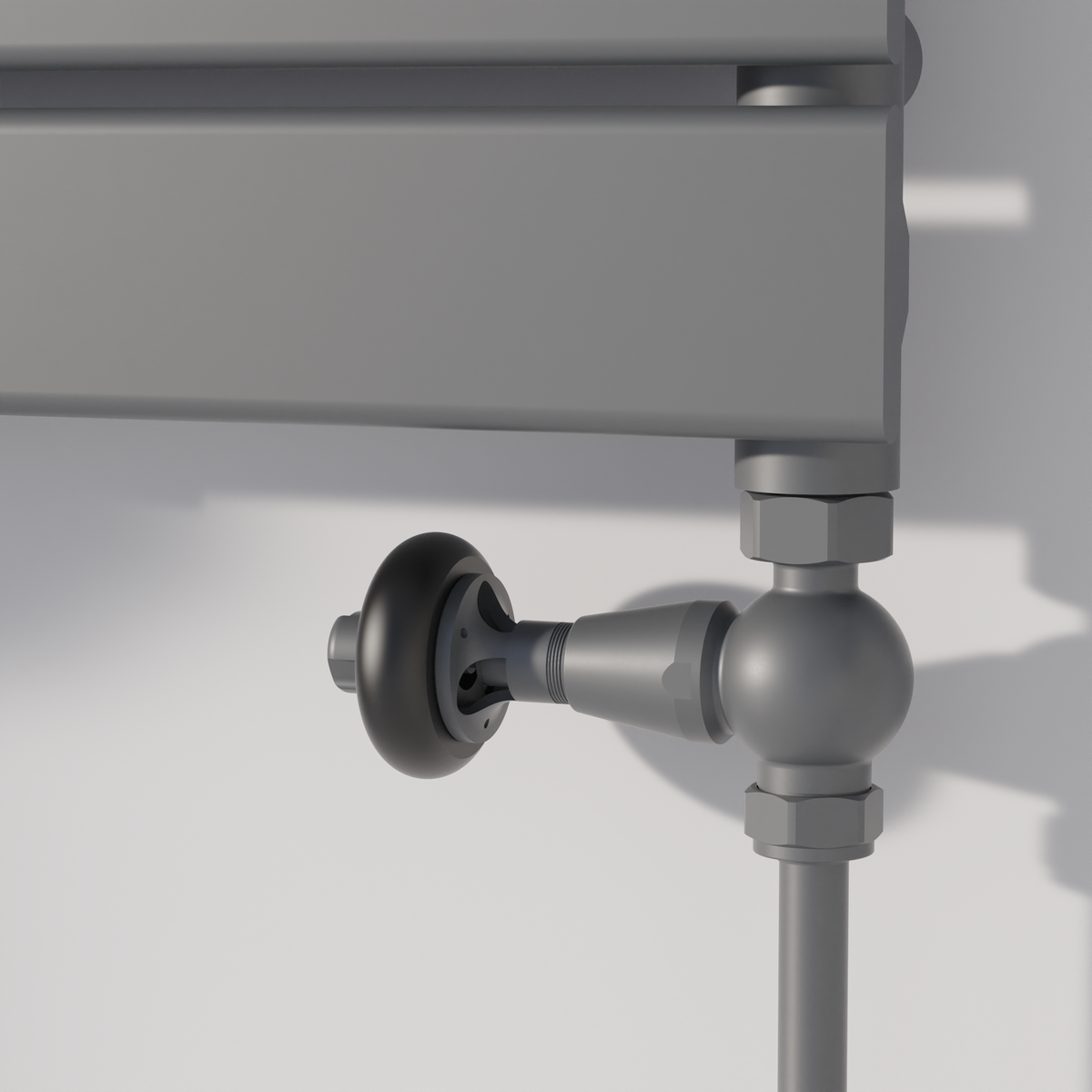 Maesta Anthracite Gray Traditional TRV Straight Thermostatic Radiator Valves With Lockshield