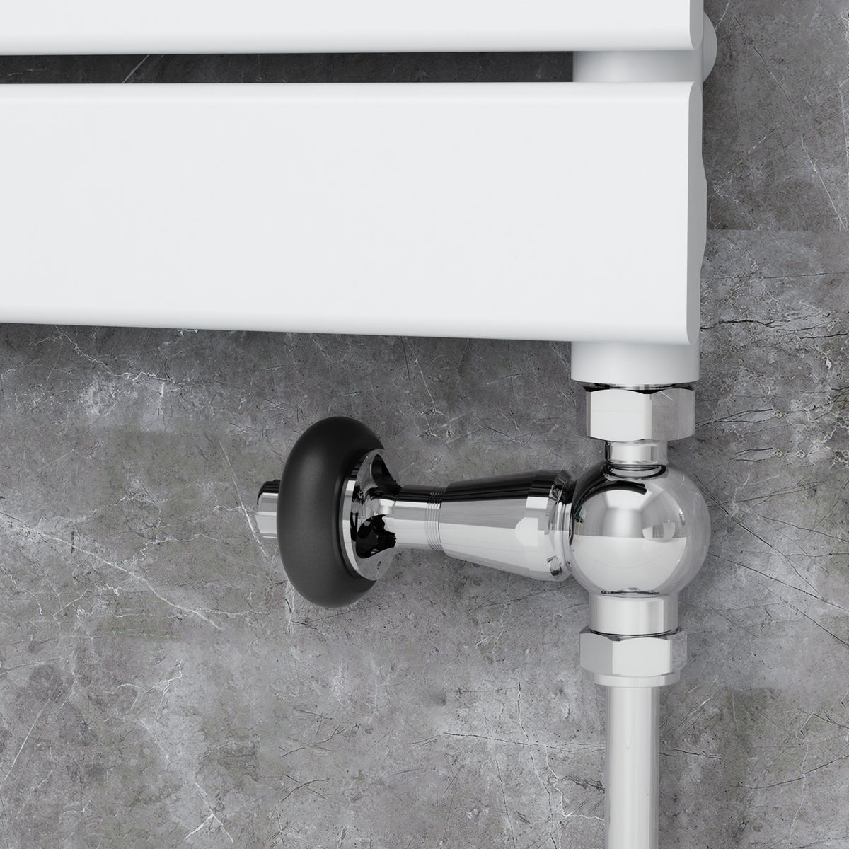 Refurbished - Elego Chrome Traditional TRV Straight Thermostatic Radiator Valves With Lockshield