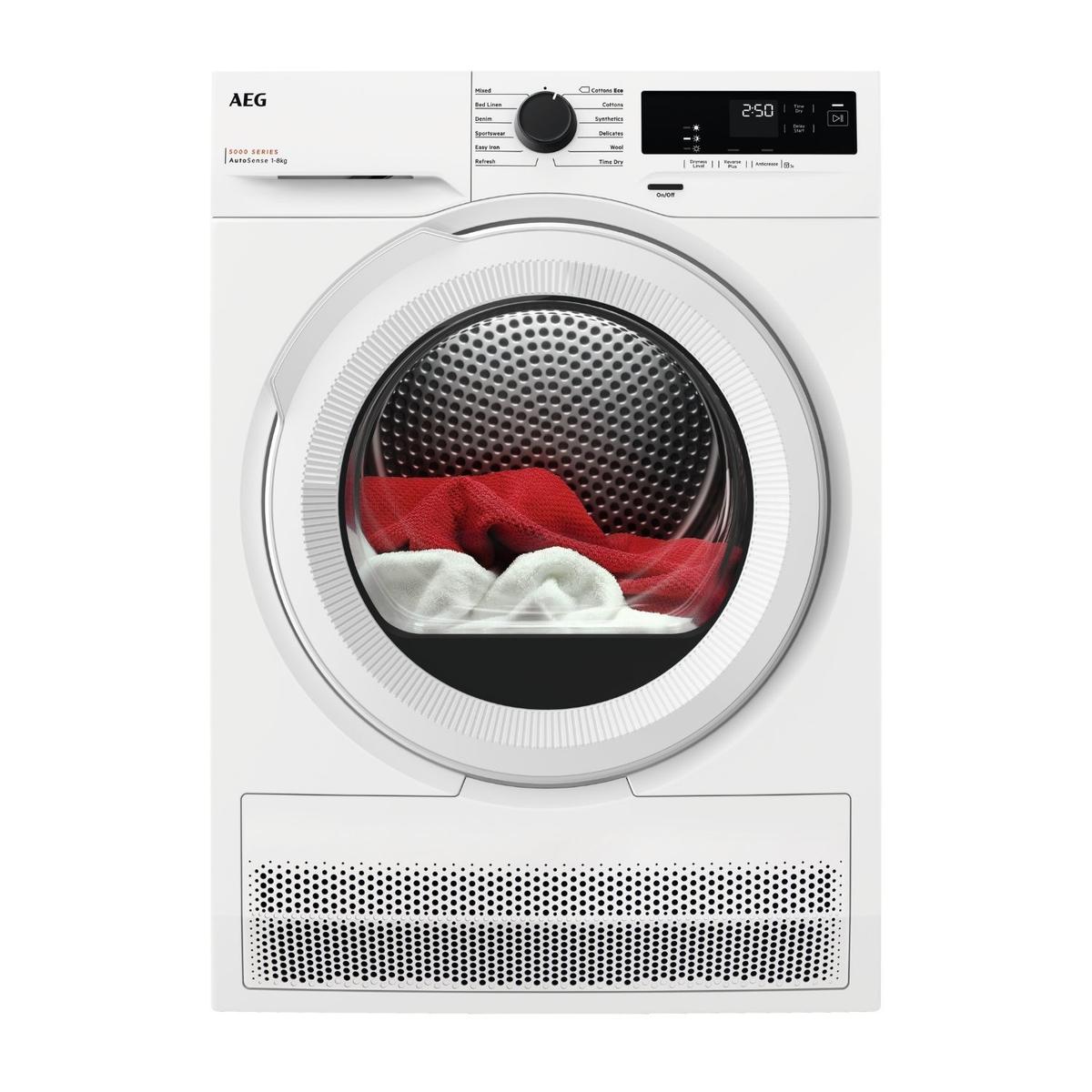 GRADE A1 - AEG 5000 Series AutoSense 8kg Heat Pump Tumble Dryer - White