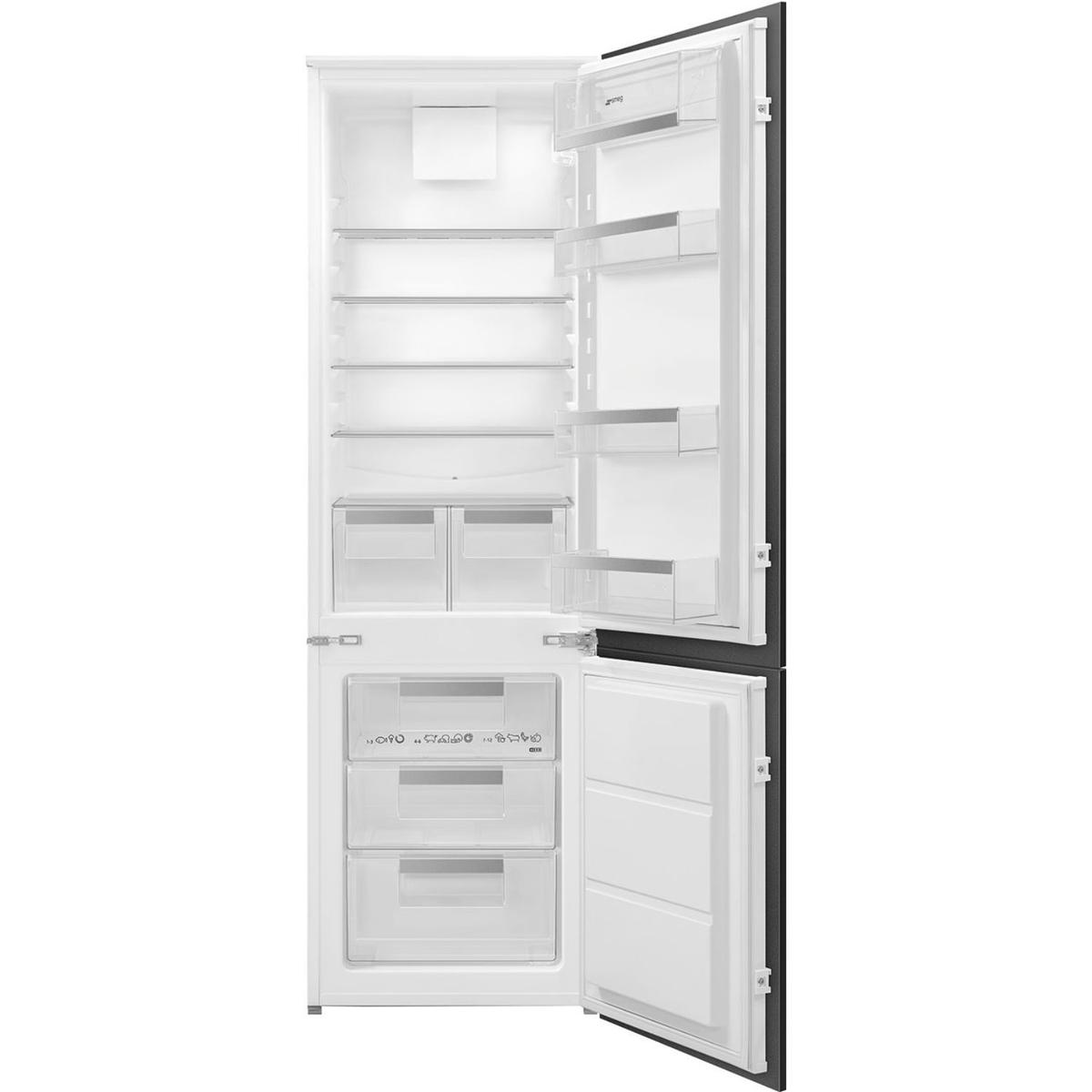 Smeg 269 Litre 177cm 70/30 Integrated Fridge Freezer with Sliding Door Hinge