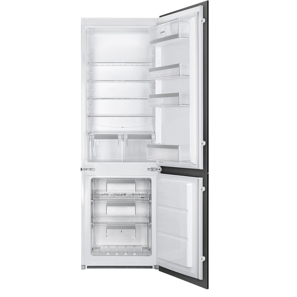 Smeg 257 Litre 177cm 70/30 Integrated Fridge Freezer with Sliding Door Hinge
