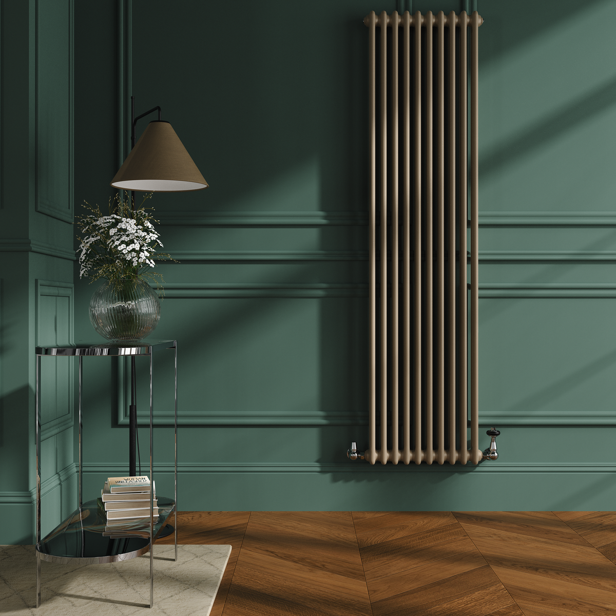 GRADE A1 - Reggio Beige grey Vertical Double Column Traditional Radiator 1800x470mm 4399 BTU - Cast Iron Style