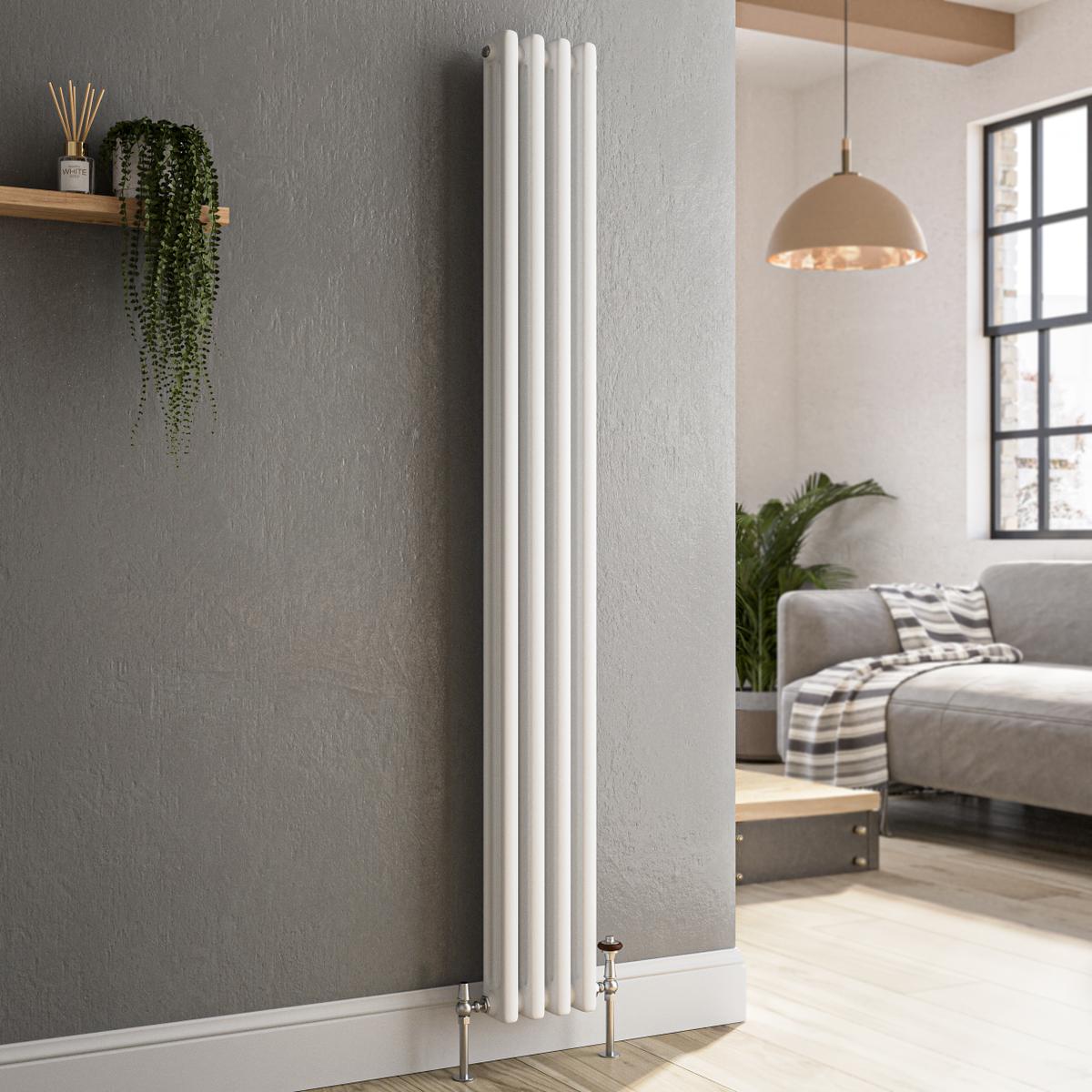 GRADE A3 - Reggio White Vertical Triple Column Traditional Radiator 1500x200mm 1875 BTU - Cast Iron Style