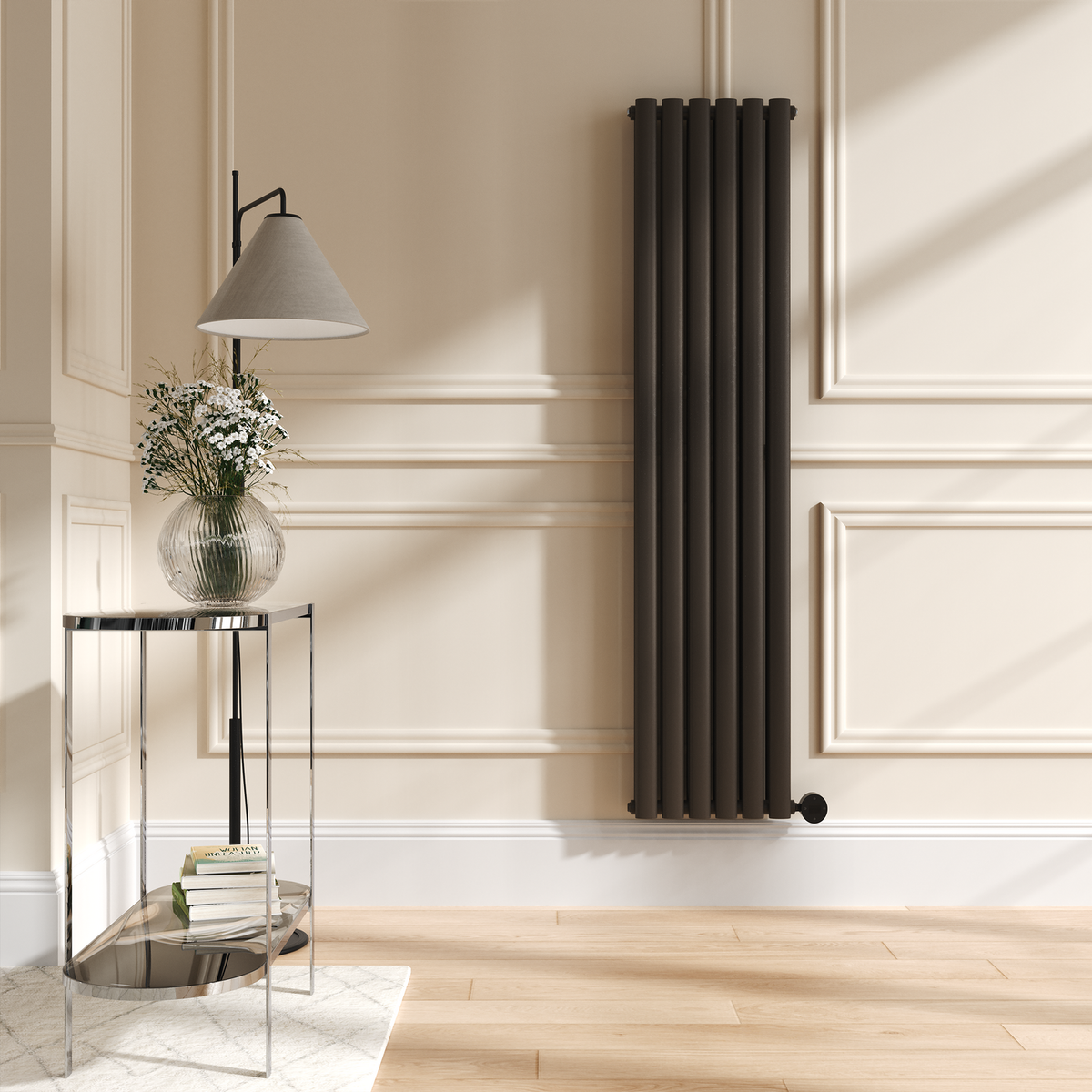 Russet Vertical Smart Electric Radiator with Wi-Fi Thermostat - 1200W - H1600xW354mm - Bathroom Safe