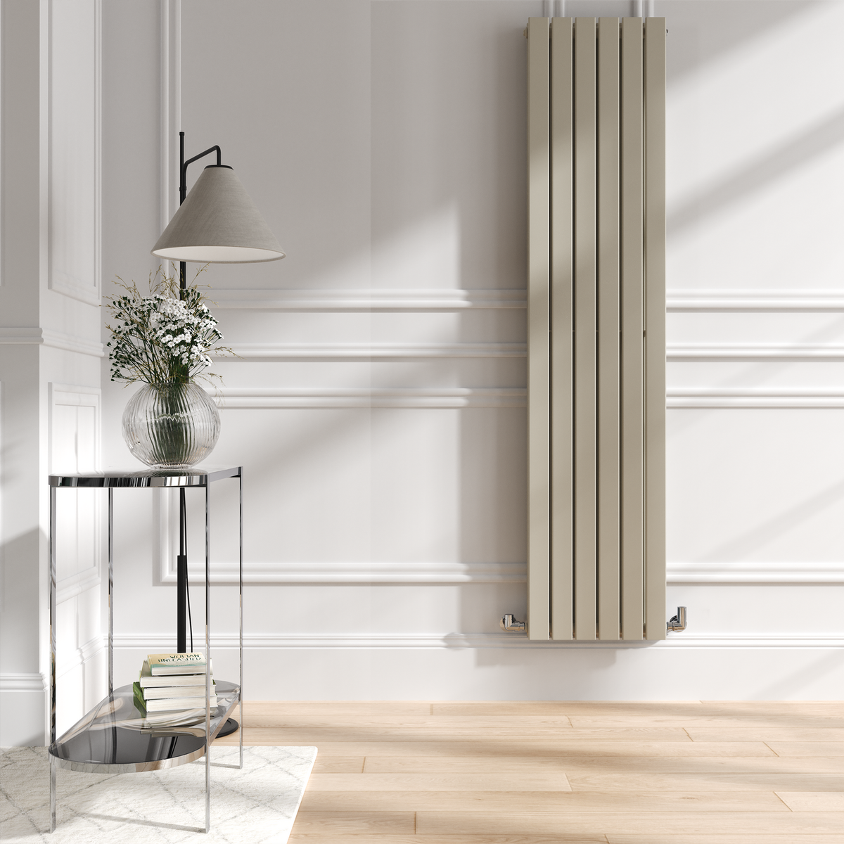 Riace Linen Vertical Flat Designer Radiator 1800x408mm Double Panel 4168 BTU