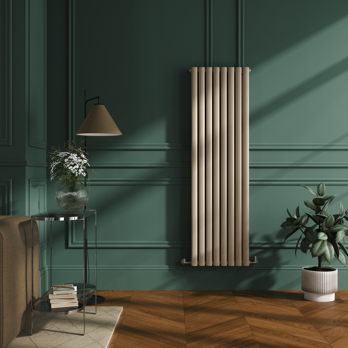 Sorrento Cleopatra Vertical Oval Designer Radiator 1600x472mm Double Panel 4468 BTU