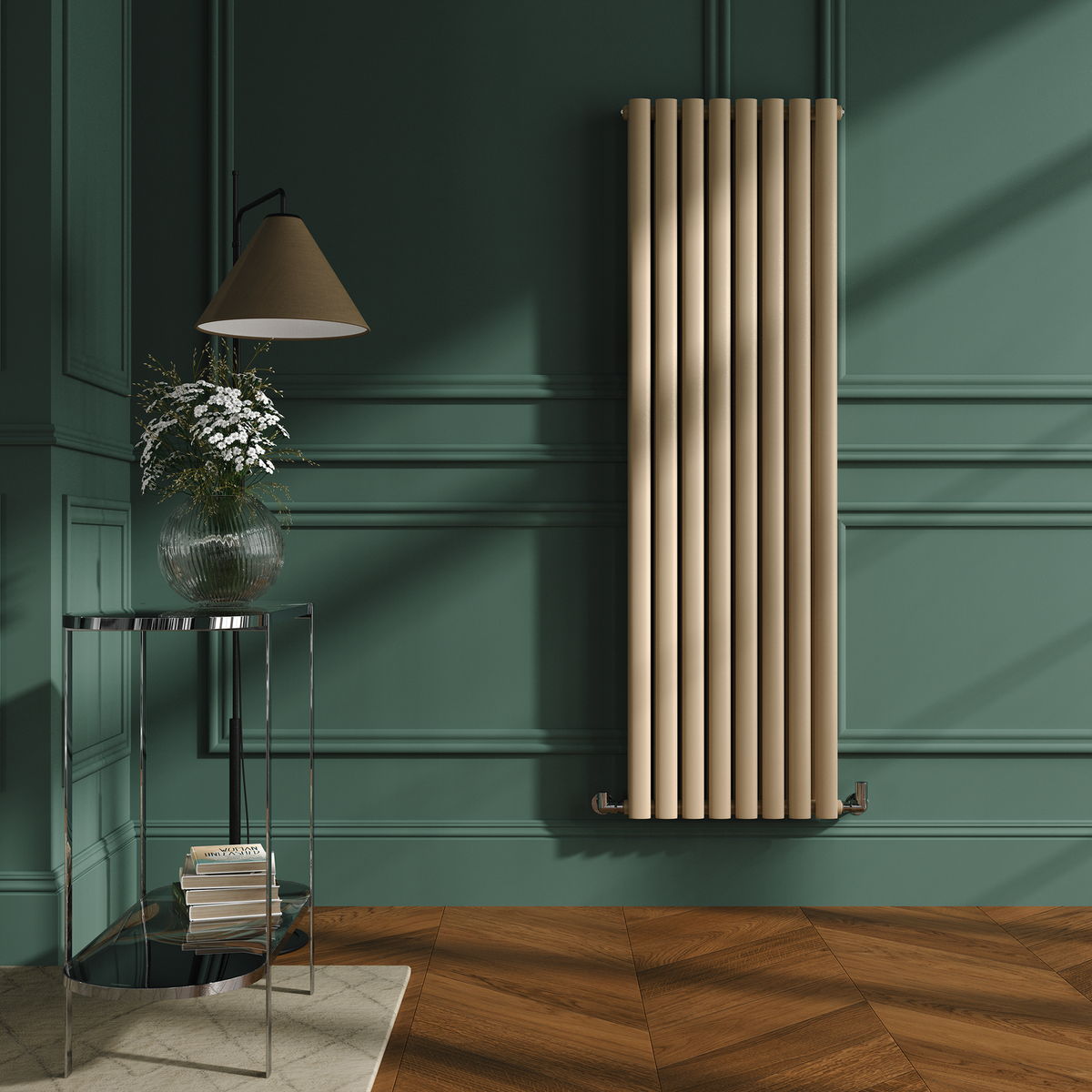 Sorrento Elk brown Vertical Oval Designer Radiator 1600x472mm Double Panel 4468 BTU